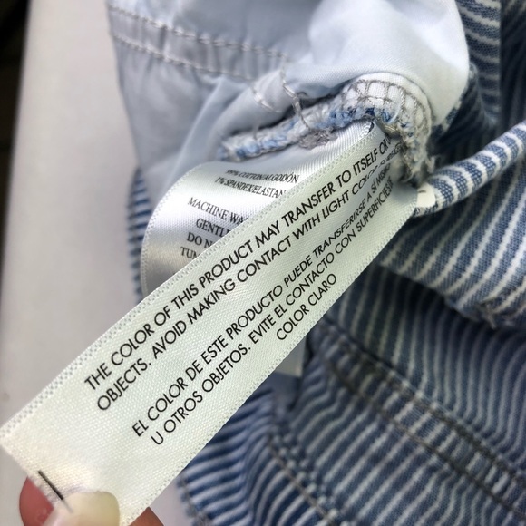 Calvin Klein Jeans High Rise Shorts Striped 6 Pockets Frayed Denim Curvy Blue - Picture 9 of 14